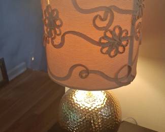 Hammered Gold Finish Table Lamp with Decorative Shade