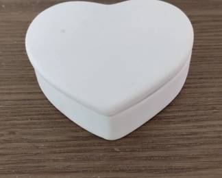 White Ceramic Heart Trinket Box Ready to Paint