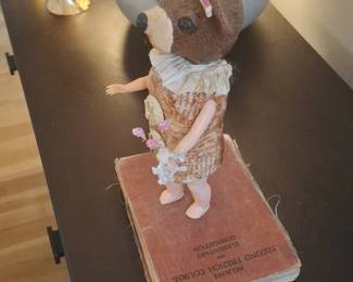 Mixed Media Teddy Bear Assemblage on Vintage Book third image