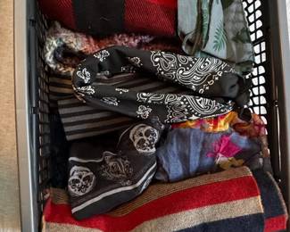 Assorted Scarves and Wool Blankets