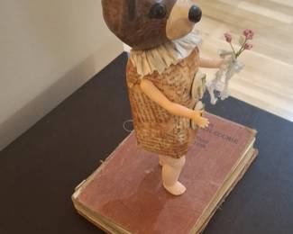 Mixed Media Teddy Bear Assemblage on Vintage Book second image