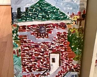 Impressionistic Brick Building Painting