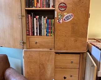 MidCentury Modern Burl Wood Cabinet