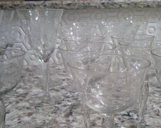 Etched Crystal Cordial Glasses