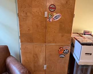 MidCentury Modern Burl Wood Cabinet second image