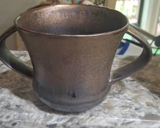 TwoHandled Metallic Glaze Ceramic Mug