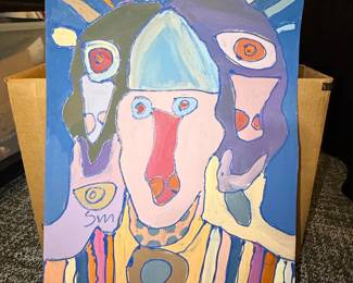 Abstract Portrait Painting with Sm Signature