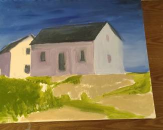 Impressionistic Landscape Painting of Houses