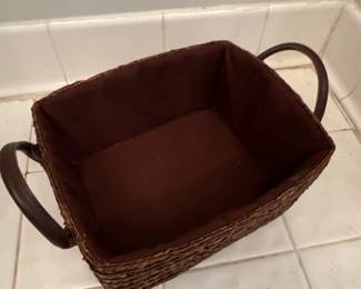 Woven Storage Basket with Faux Leather Handles second image