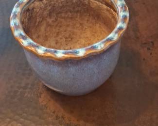 Glazed Ceramic Planter Pot with Scalloped Rim