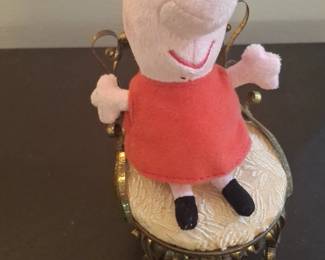 Peppa Pig Plush Toy on Miniature Ornate Chair