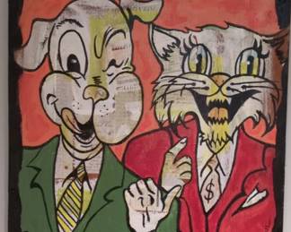 Paul Cartoon Animals in Suits Mixed Media Art