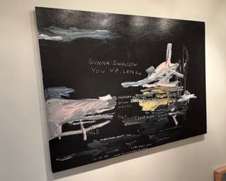 Abstract Mixed Media Painting with Text  Gunna Swallow You Up, Lets Go