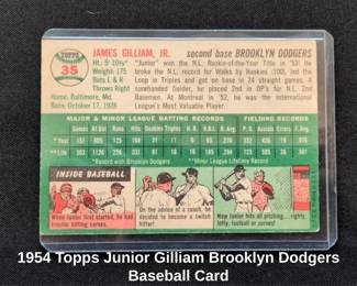 Topps Junior Gilliam Brooklyn Dodgers Baseball Card second image