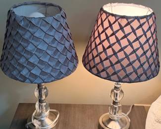 Pair of Decorative Table Lamps with Crystal Accents and Textured Shades