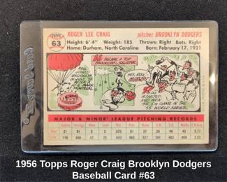 Topps Roger Craig Brooklyn Dodgers Baseball Card second image