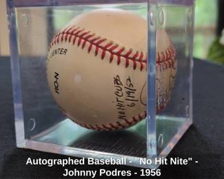 Autographed Baseball No Hit Nite Johnny Podres second image