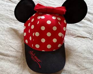 Authentic Disney Parks Minnie Mouse Red Polka Dot Baseball Cap with Ears and Bow