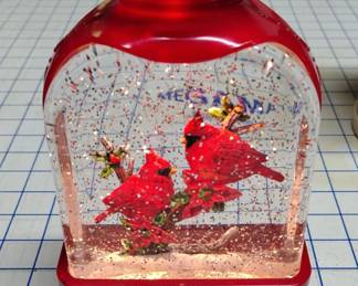 Red Cardinal Musical Snow Globe Lantern with LED Light