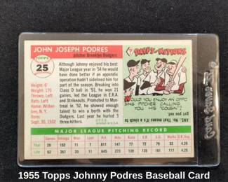 Topps Johnny Podres Baseball Card second image