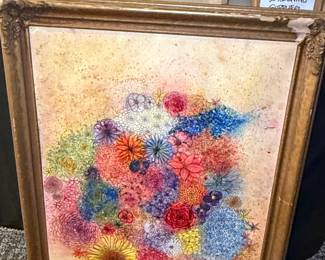 Floral Watercolor Painting in Gilded Frame