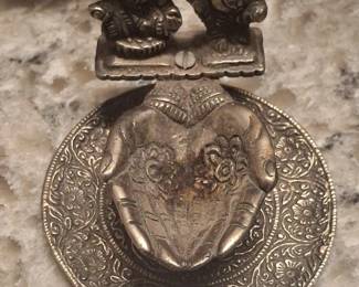 Vintage Lakshmi Ganesh Diya with Offering Bowl