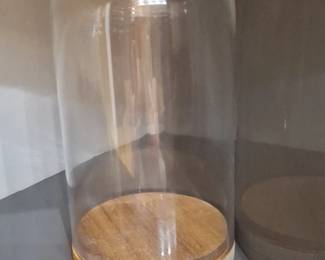 Glass Cloche with Wooden Base
