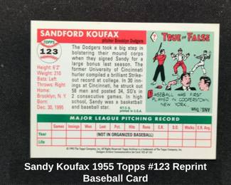 Sandy Koufax Topps Reprint Baseball Card second image
