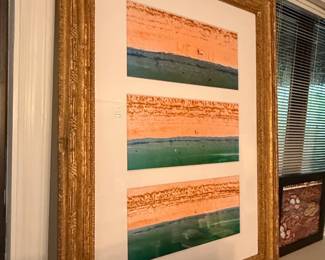 Framed Abstract Triptych with Text
