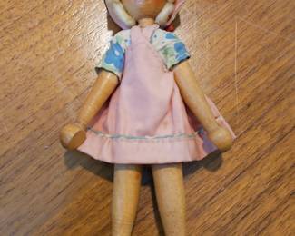 Vintage Polish Wooden Peg Doll