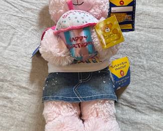 BuildABear Workshop Pink Teddy Bear with Birthday Cupcake Outfit