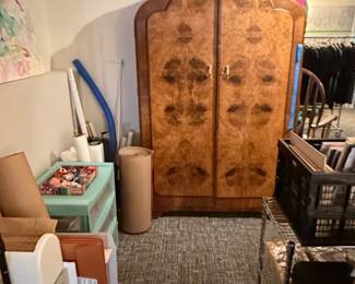 Vintage Art Deco Burl Walnut Armoire second image