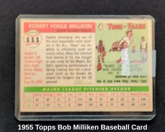 Topps Bob Milliken Baseball Card second image
