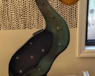 Metal Pelican Figurine with Marquee Lights