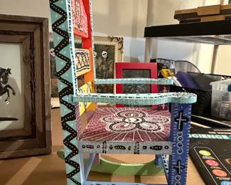 HandPainted Guatemalan Folk Art Rocking Chair second image