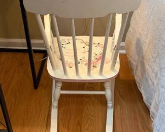 Personalized Childrens Spindle Rocking Chair with Floral Motif second image