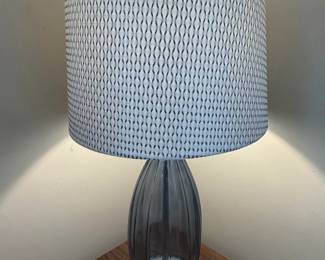 Fluted Glass Table Lamp with Geometric Patterned Shade