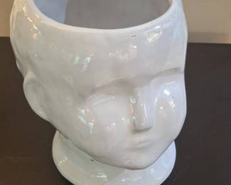 White Ceramic Baby Head Planter