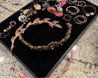 Assorted Costume Jewelry Collection with Bridal Headpieces