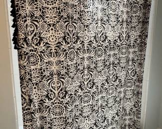 Opalhouse Black and White Floral Damask Shower Curtain with Tassels and Hooks