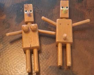 Wooden Folk Art Couple Figurines