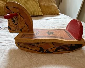Vintage Dekto Spotty Wooden Rocking Horse Toy