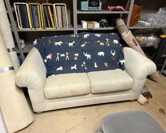 TwoSeater Sofa with Illustrated Throw Blanket