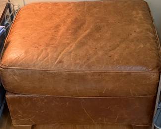 Restoration Hardware Maxwell Leather Ottoman