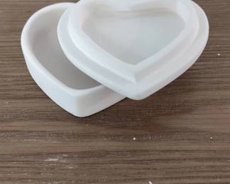 White Ceramic Heart Trinket Box Ready to Paint second image