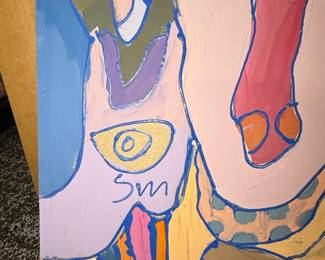 Abstract Portrait Painting with Sm Signature second image