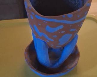 HandPainted Terracotta Planter with Saucer
