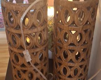 MidCentury Modern Ceramic Table Lamp with Geometric Cutout Design second image