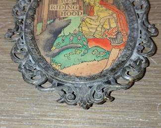 Vintage Italian Brass Frame  Little Red Riding Hood