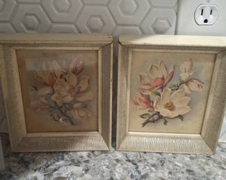 Vintage I.B. Fischer Co. Magnolia Prints in Decorative Frames